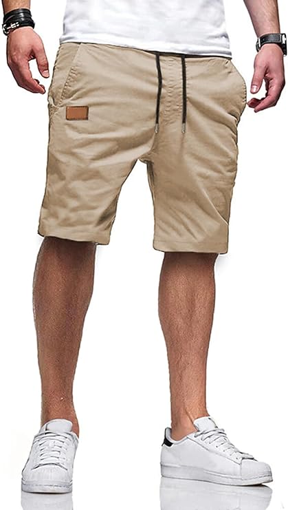 JMIERR Mens Casual Shorts – Cotton Drawstring Summer Beach Stretch Twill Chino Golf Shorts